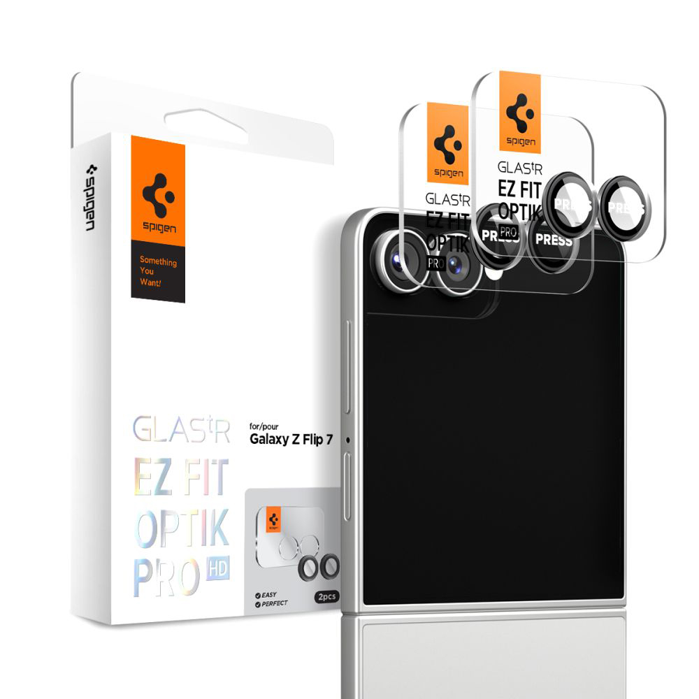 Фолио за камера за Samsung Galaxy Z Flip7 / Z Flip8 (комплект 2) - Spigen Glas.tR Optik EZ Fit Pro HD (AGL09587) - черно