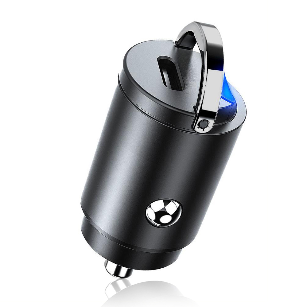 30W мини зарядно за кола Type-C, алуминий - Techsuit NanoVolt (C5) - черно