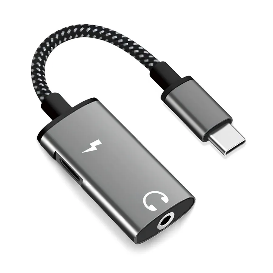 Адаптер Type-C към Type-C към Type-C към Type-C/жак 3,5 mm, DAC чип, Hi-Fi звук - Techsuit AcustiCore (AC22)