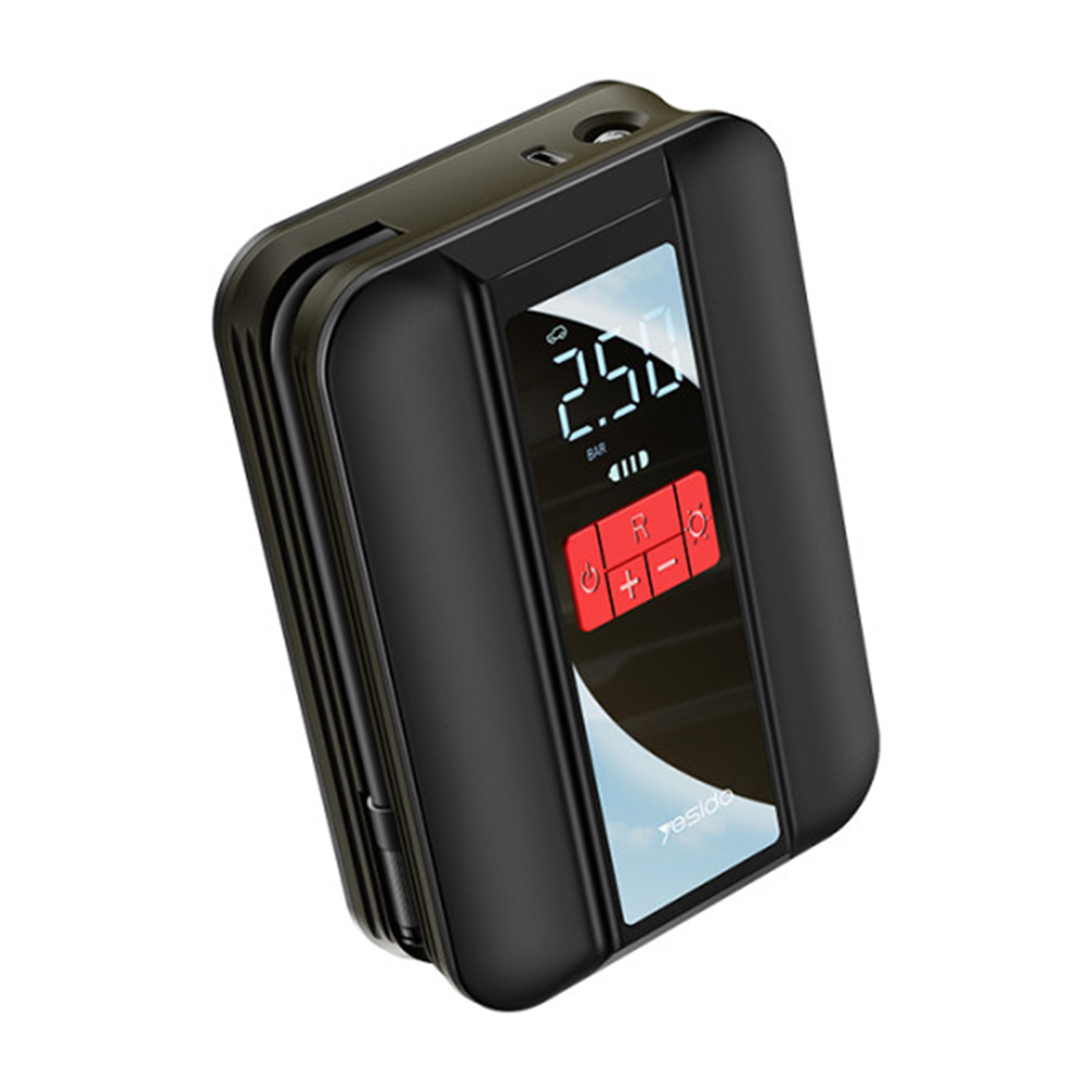 Автоматичен компресор, 4000mAh, 3-150PSI, LCD дисплей - Yesido (VC04) - Черен
