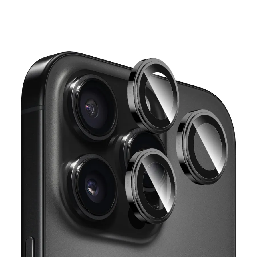 Калъф за iPhone 14 Pro / iPhone 14 Pro Max - Blueo Sapphire Crystal Original Lens Glass - Черен