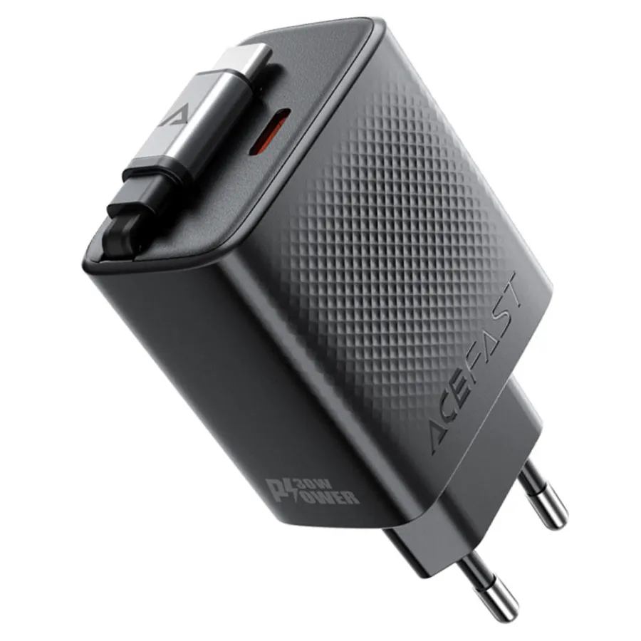 Зарядно за контакт, Type-C, 30W, 3A, 65cm, Fast Charging - Acefast (A110) - Черен