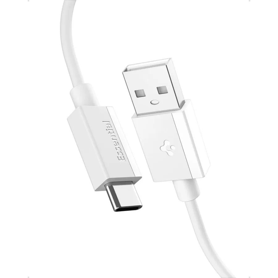 USB захранващ кабел, Type-C, 60W, 480Mbps, 2m - Spigen Essential EB602020AC (ACA08716) - Бял