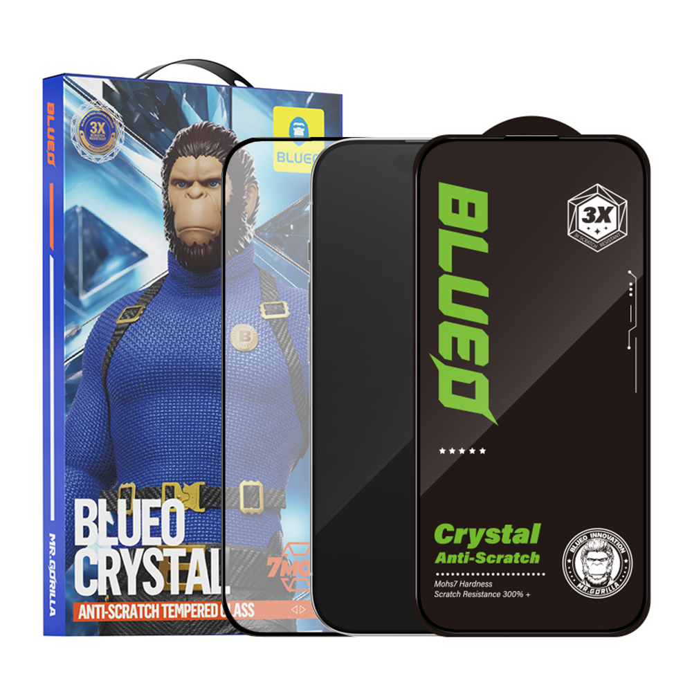 Калъф за iPhone 15 Plus / iPhone 16 Plus - Blueo Crystal Anti-Scratch Glass - Черен