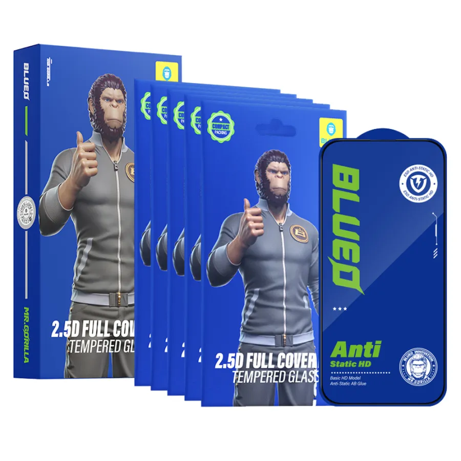 Калъф за iPhone 12 Pro Max (комплект от 5) - Blueo 2.5D Silk Full Cover HD Glass - Черен