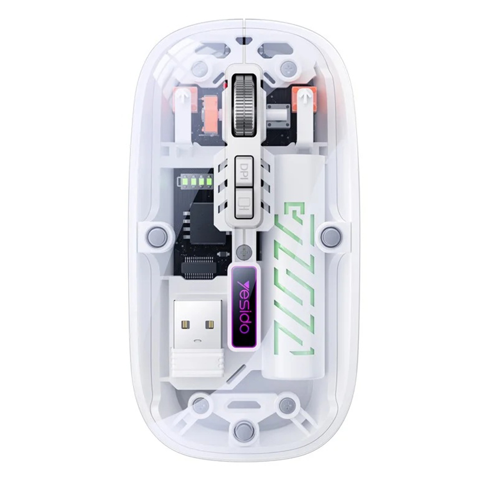 Прозрачна мишка, 2.4G + Bluetooth, 1600DPI, 400mAh - Yesido (KB29) - Бял