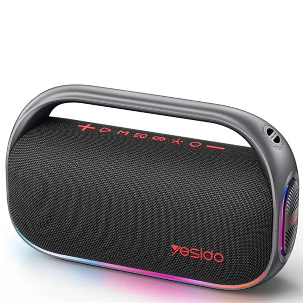 Двоен високоговорител, преносим, RGB осветление, Bluetooth 5.0, 80W, 8000mAh, водоустойчив - Yesido (YSW31) - Черен