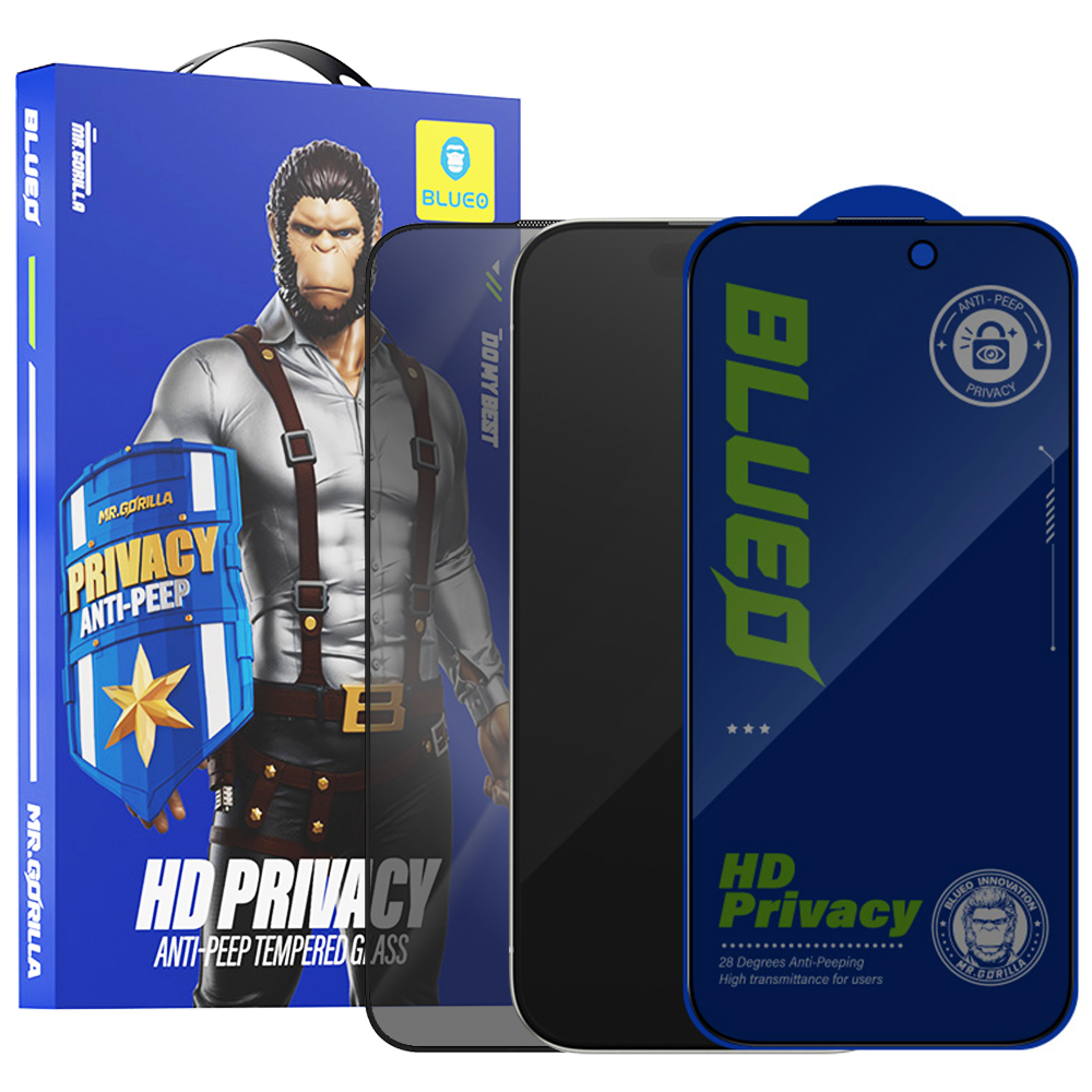 Калъф за iPhone 15 Pro Max - Blueo Anti-Peep Privacy Glass - Черен