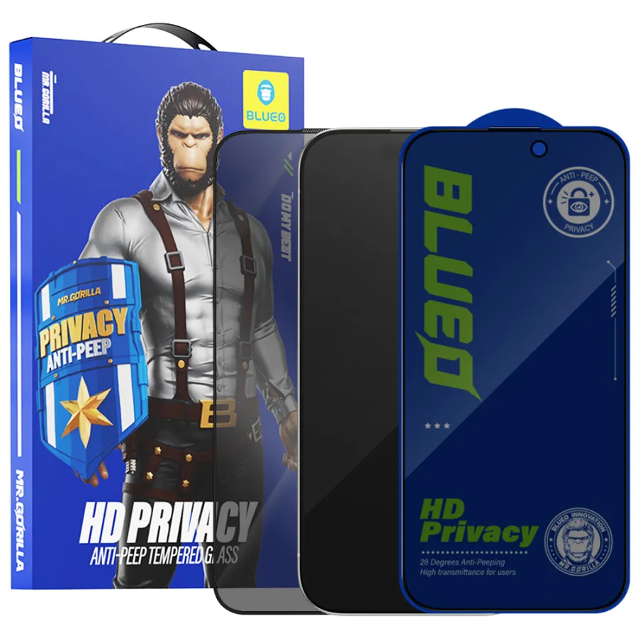 Калъф за iPhone 14 Pro Max - Blueo Anti-Peep Privacy Glass - Черен