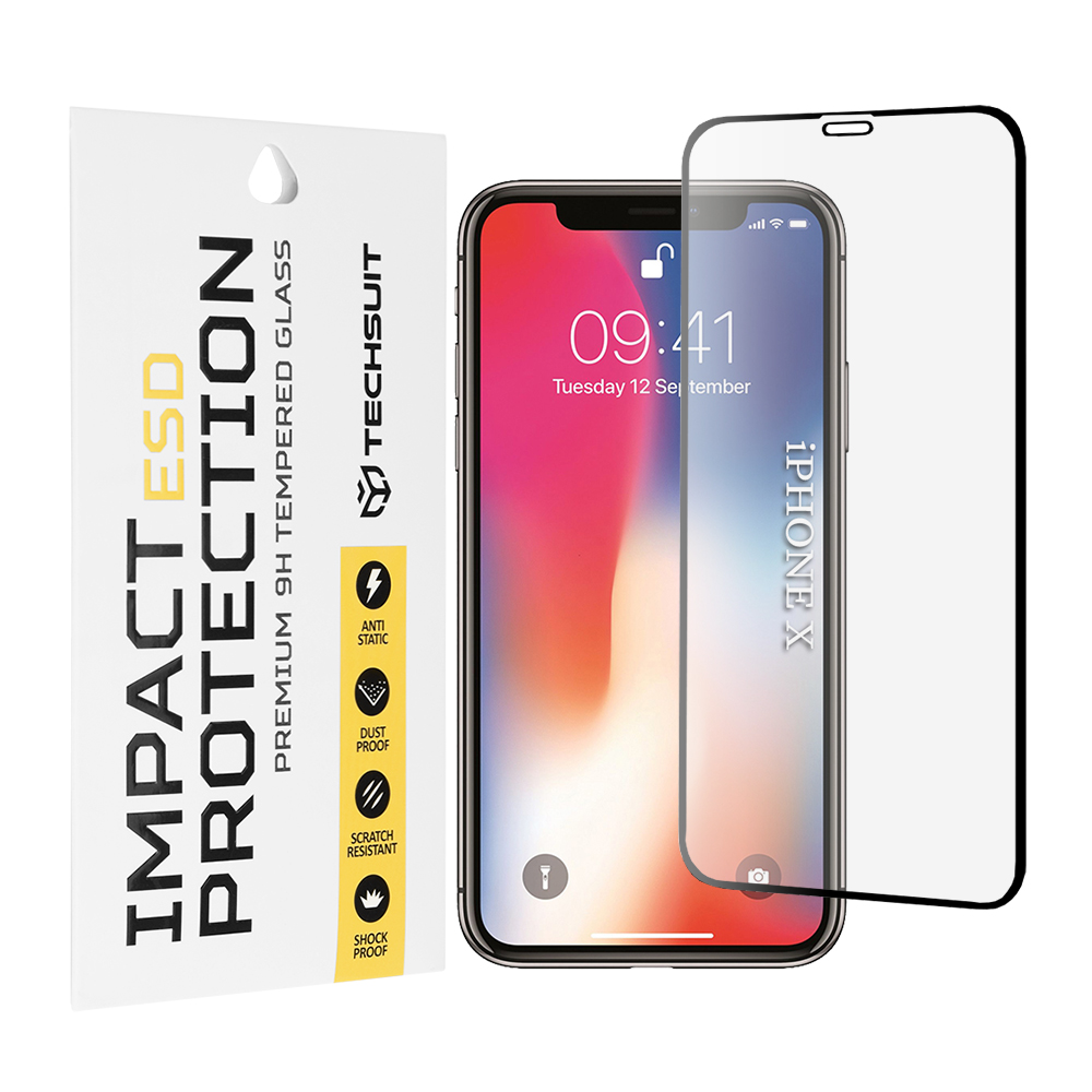 Калъф за iPhone X / iPhone XS / iPhone 11 Pro - Techsuit ESD Glass - Черен