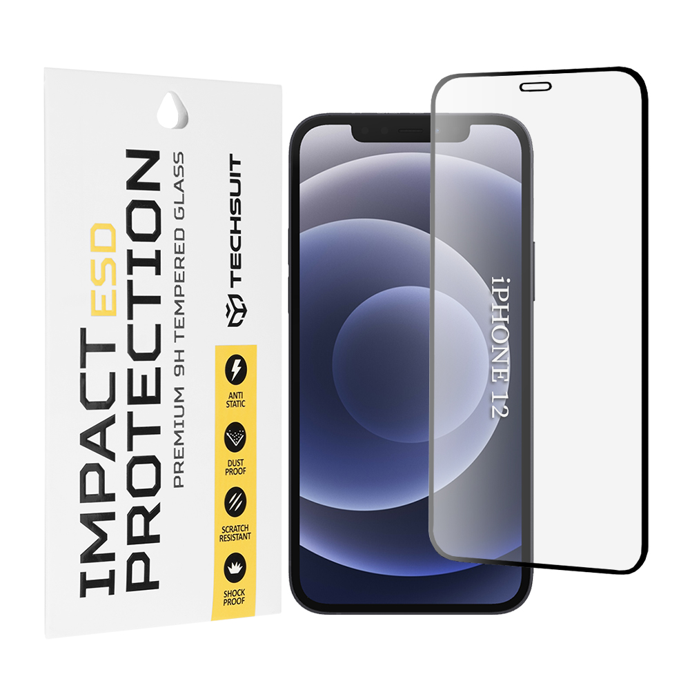 Калъф за iPhone 12 / iPhone 12 Pro - Techsuit ESD Glass - Черен