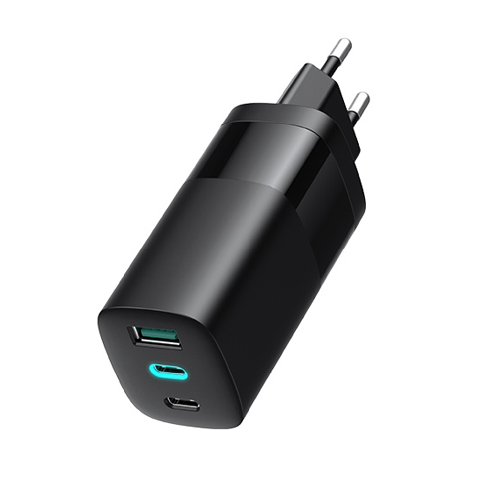 Зарядно устройство Priza 2x Type-C, USB, PD65W, бързо зареждане - Havit (UC10) - черно