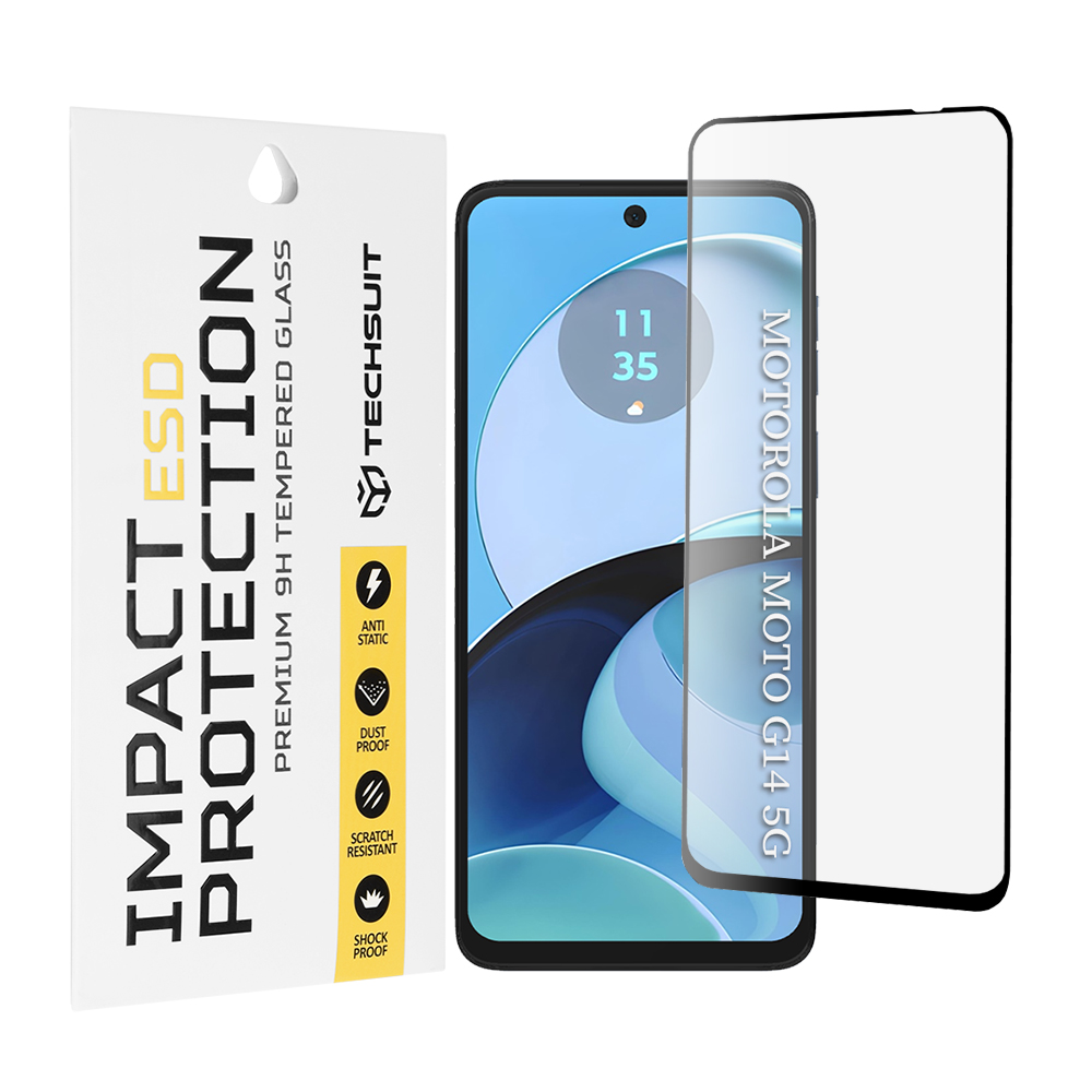 Капак за Motorola Moto G14 / Moto G54 / Moto G54 Power Edition / Moto G64 - Techsuit ESD Glass - Черен