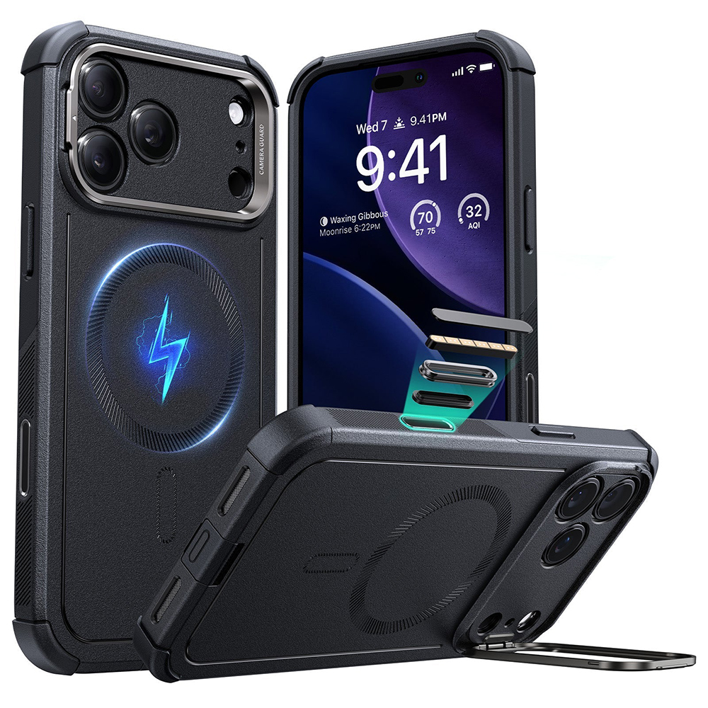 Калъф за iPhone 17 Pro Max - ESR Cyber Armor Kickstand - Черен