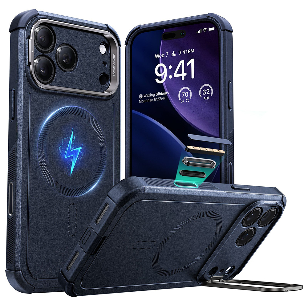 Калъф за iPhone 17 Pro Max - ESR Cyber Armor Kickstand - Син