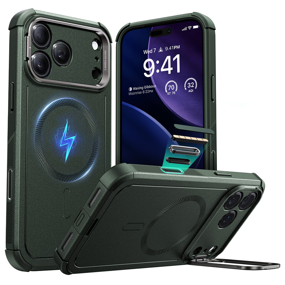 Калъф за iPhone 17 Pro Max - ESR Cyber Armor Kickstand - Зелен