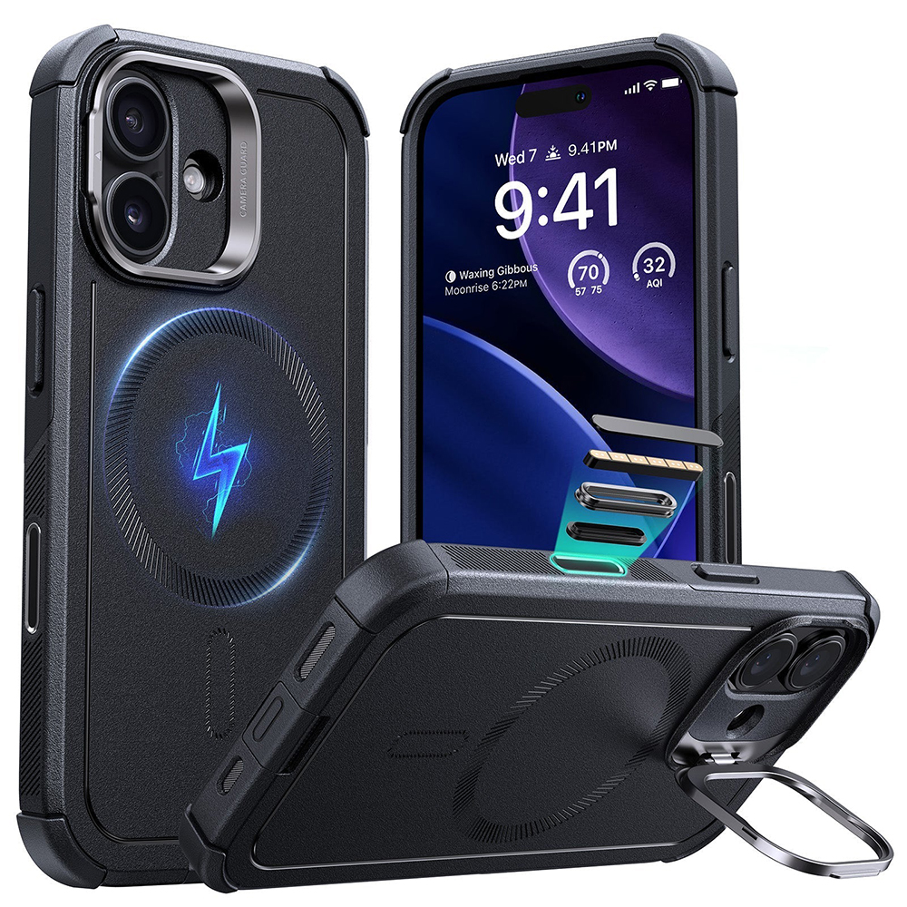 Калъф за iPhone 17 - ESR Cyber Armor Kickstand - Черен