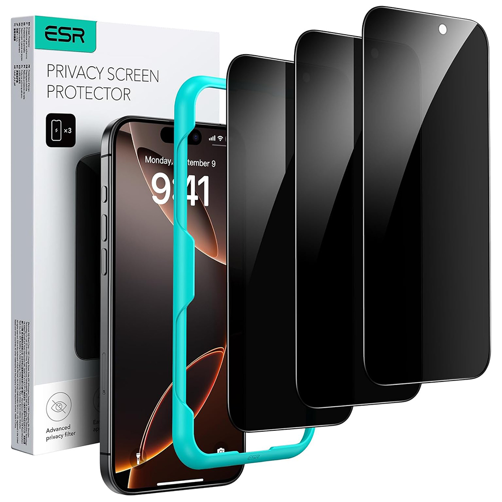 Калъф за iPhone 17 Pro Max (комплект от 3) - ESR Privacy Tempered Glass - Черен