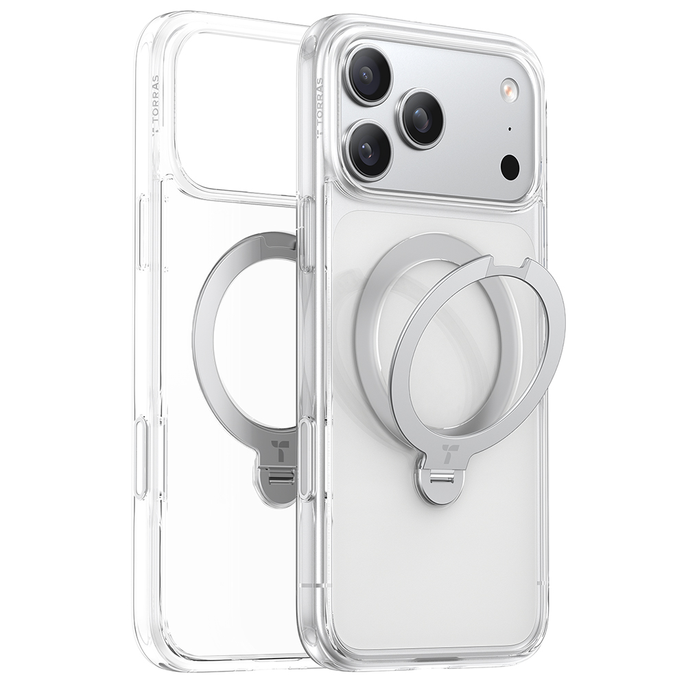 Калъф за iPhone 17 Pro - Torras Ostand Spin MagSafe Series - Прозрачен