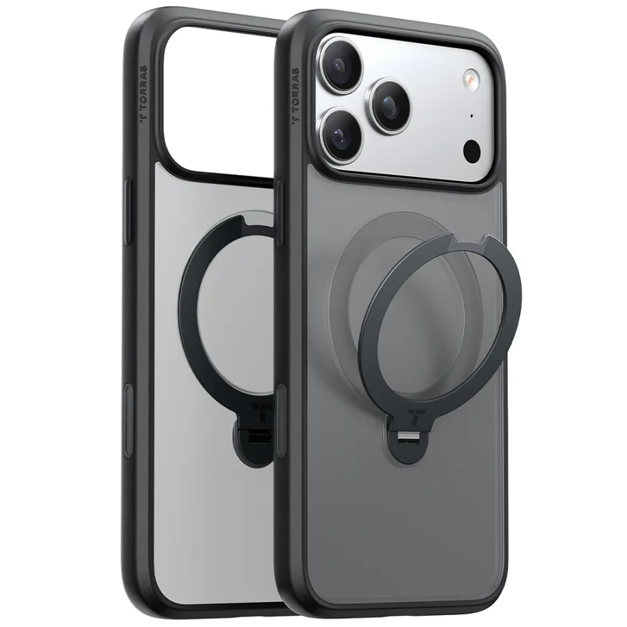 Калъф за iPhone 17 Pro Max - Torras Ostand Spin MagSafe Series - Черен