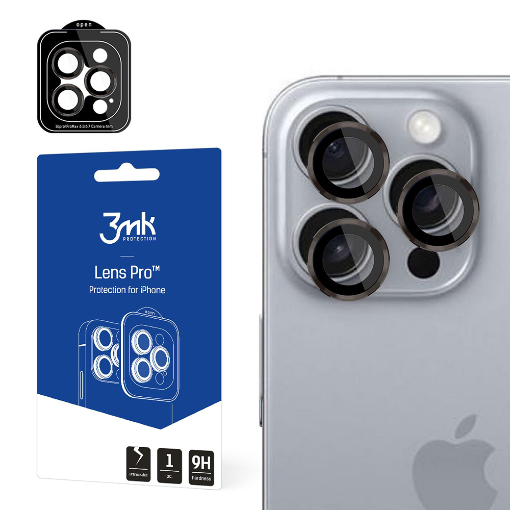 Калъф за iPhone 16 Pro / iPhone 16 Pro Max - 3mk Lens Protection Pro - Титаниев Сив
