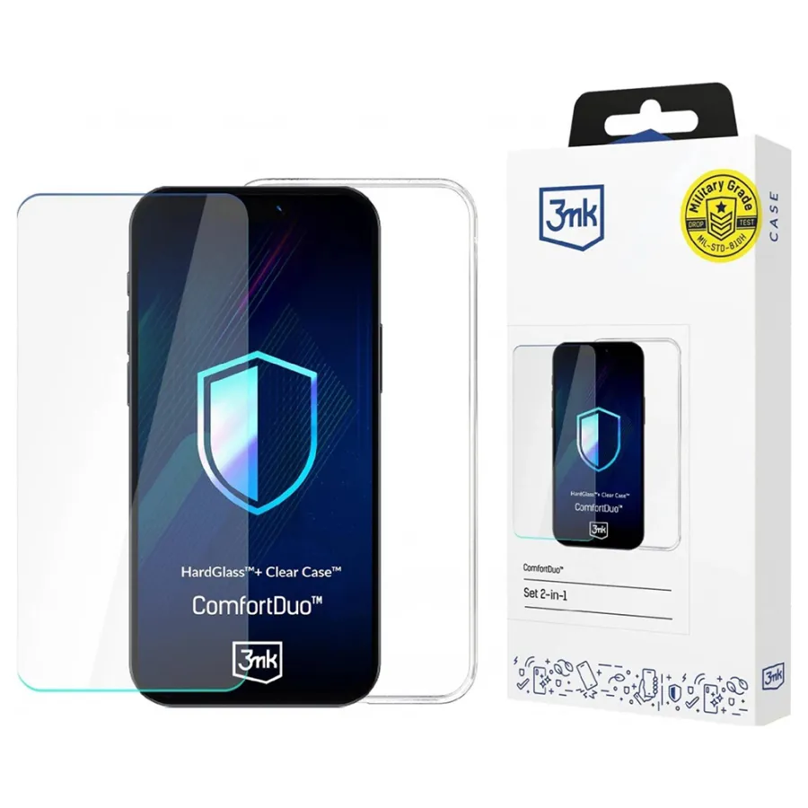 Капак за iPhone 16 Pro - 3mk ComfortDuo Glass + Калъф - Прозрачен