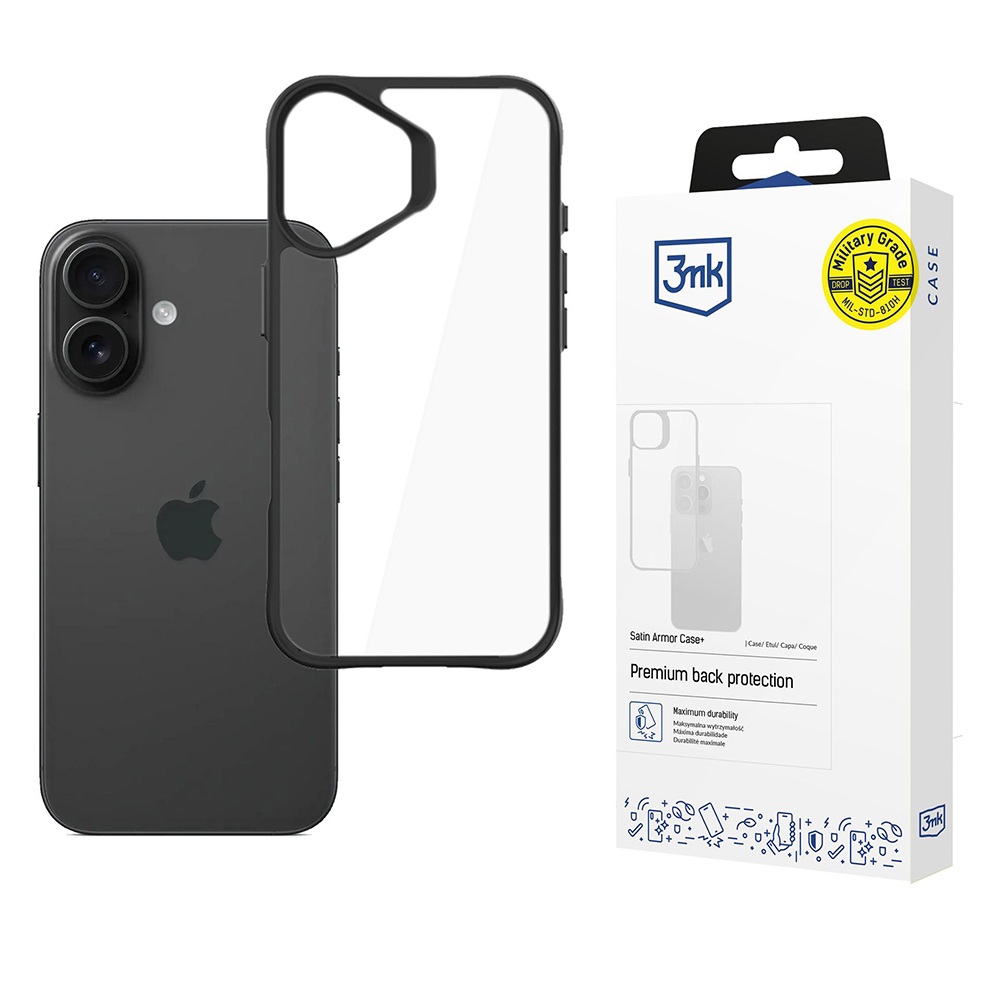 Калъф за iPhone 17 - 3mk Satin Armor Case+ - Черен