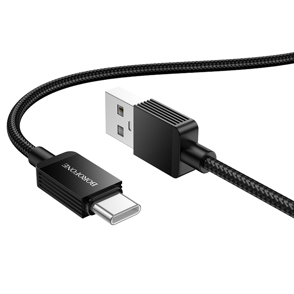 Захранващ кабел, USB / USB-C, 3A, 1m - Borofone Placer (BX120) - Черен
