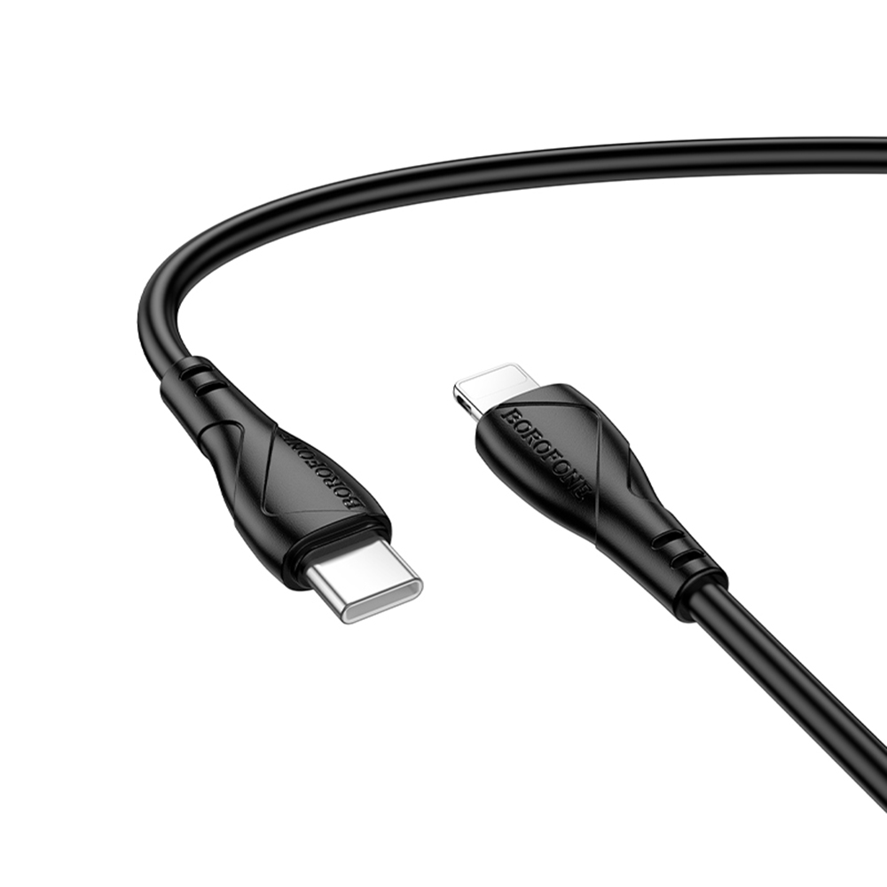 Захранващ кабел, USB-C / IP, 27W, 1m - Borofone Energy (BX121) - Черен