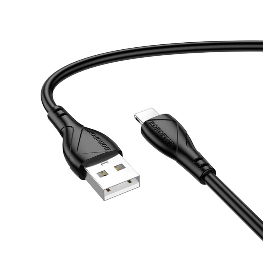 Захранващ кабел, USB/IP, 27W, 1m - Borofone Energy (BX121) - Черен