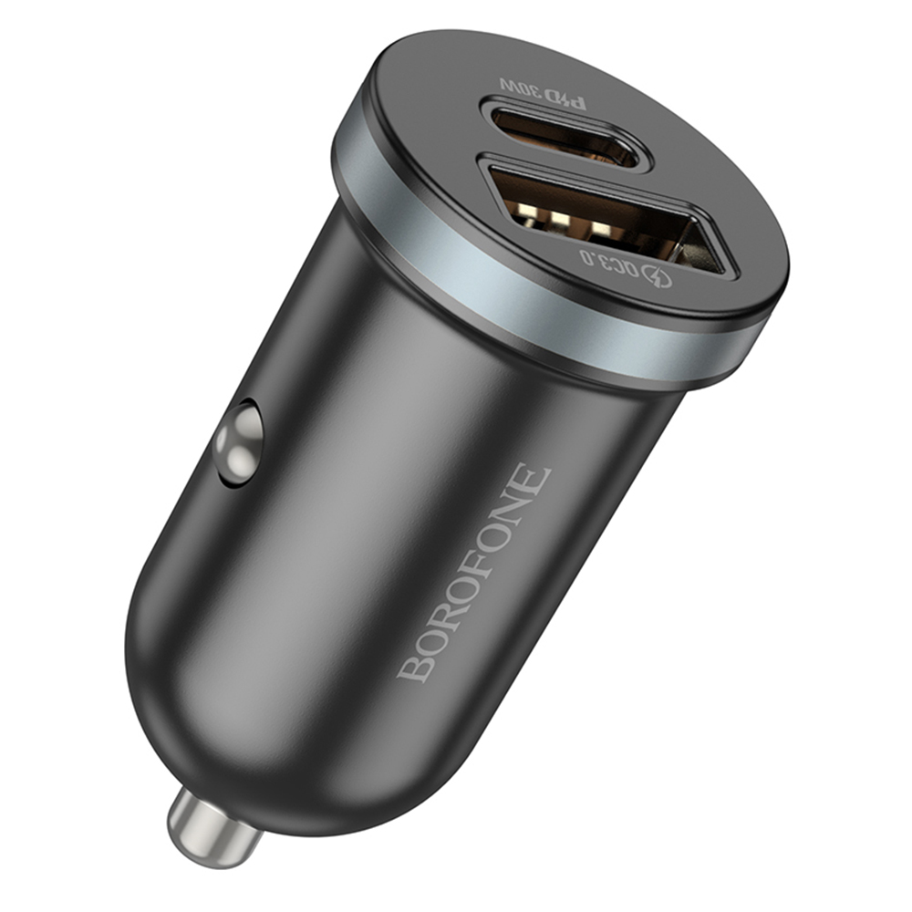 Зарядно за кола, USB, USB-C, 30W - Borofone Scenery (BZ22) - Черно