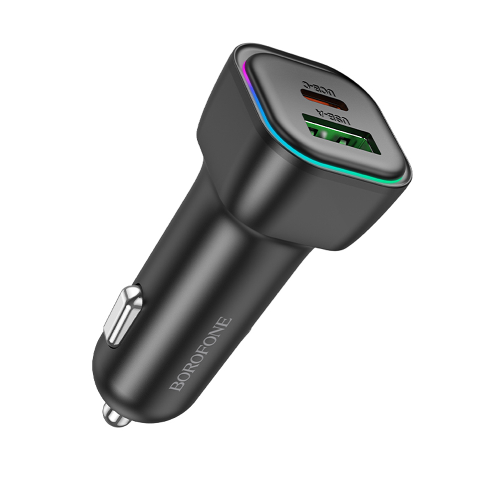Зарядно за кола, USB, USB-C, USB, 30W, LED - Borofone Trophie (BZ28A) - Черен