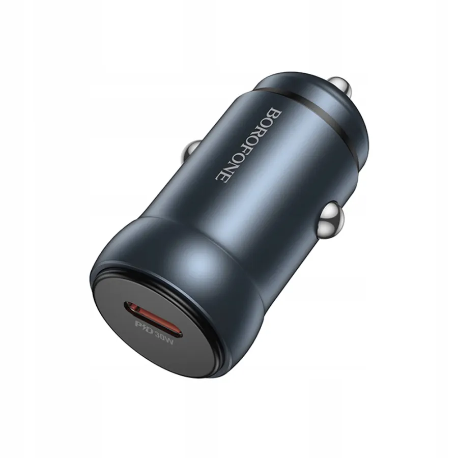 Зарядно за кола, USB-C, 30W - Borofone Fresh (BZ32) - метално сиво