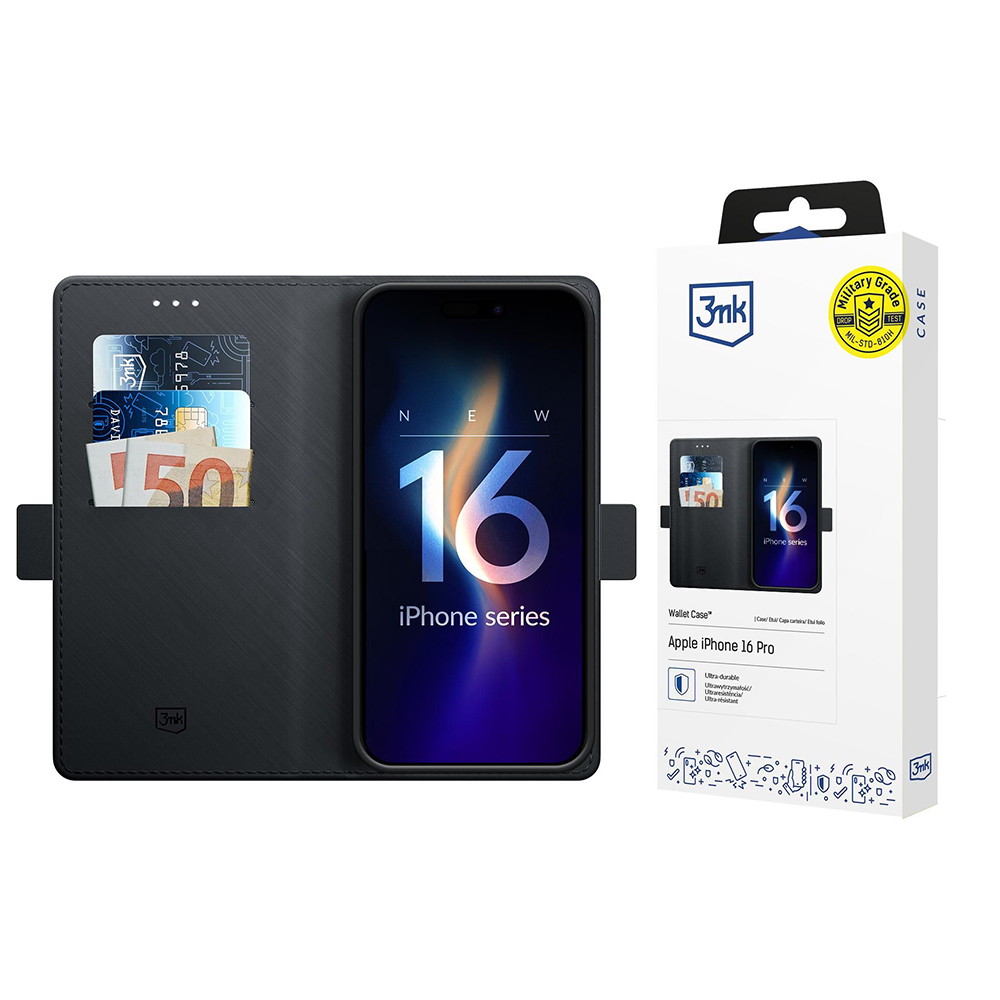 Калъф за iPhone 16 Pro - 3mk Wallet Case- черен