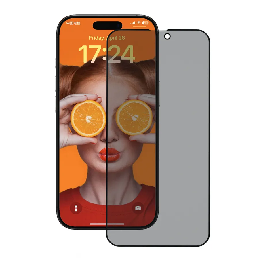 Калъф за iPhone 17 Pro - ANANK 2.5D 5X подсилен 180° Privacy Screen Protector - Черен