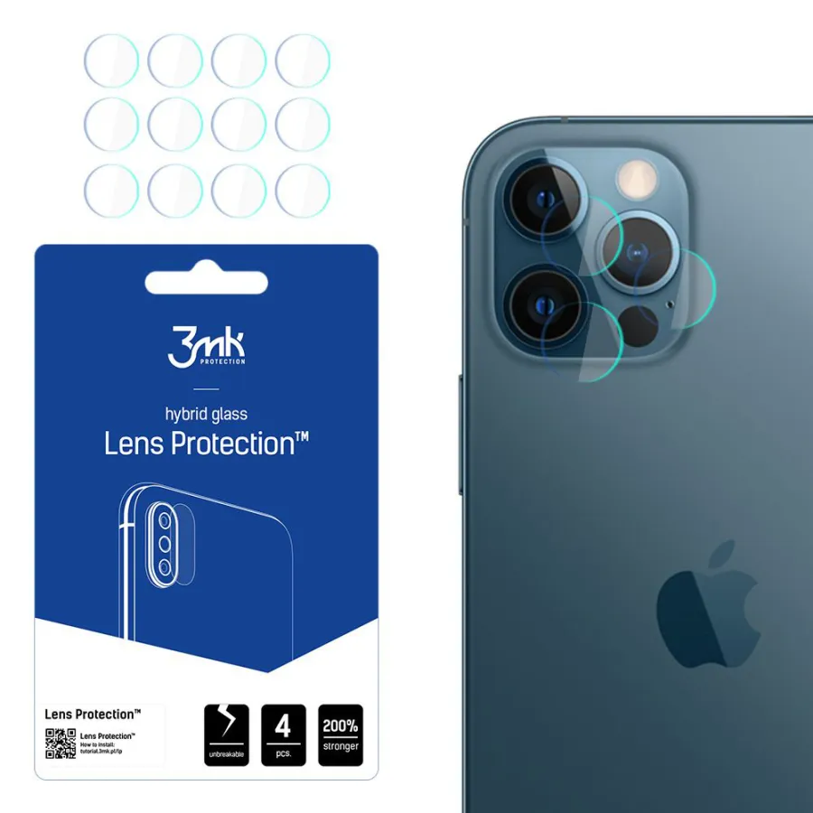 Калъф за iPhone 12 Pro (комплект от 4 броя) - 3mk Lens Protection - Прозрачен