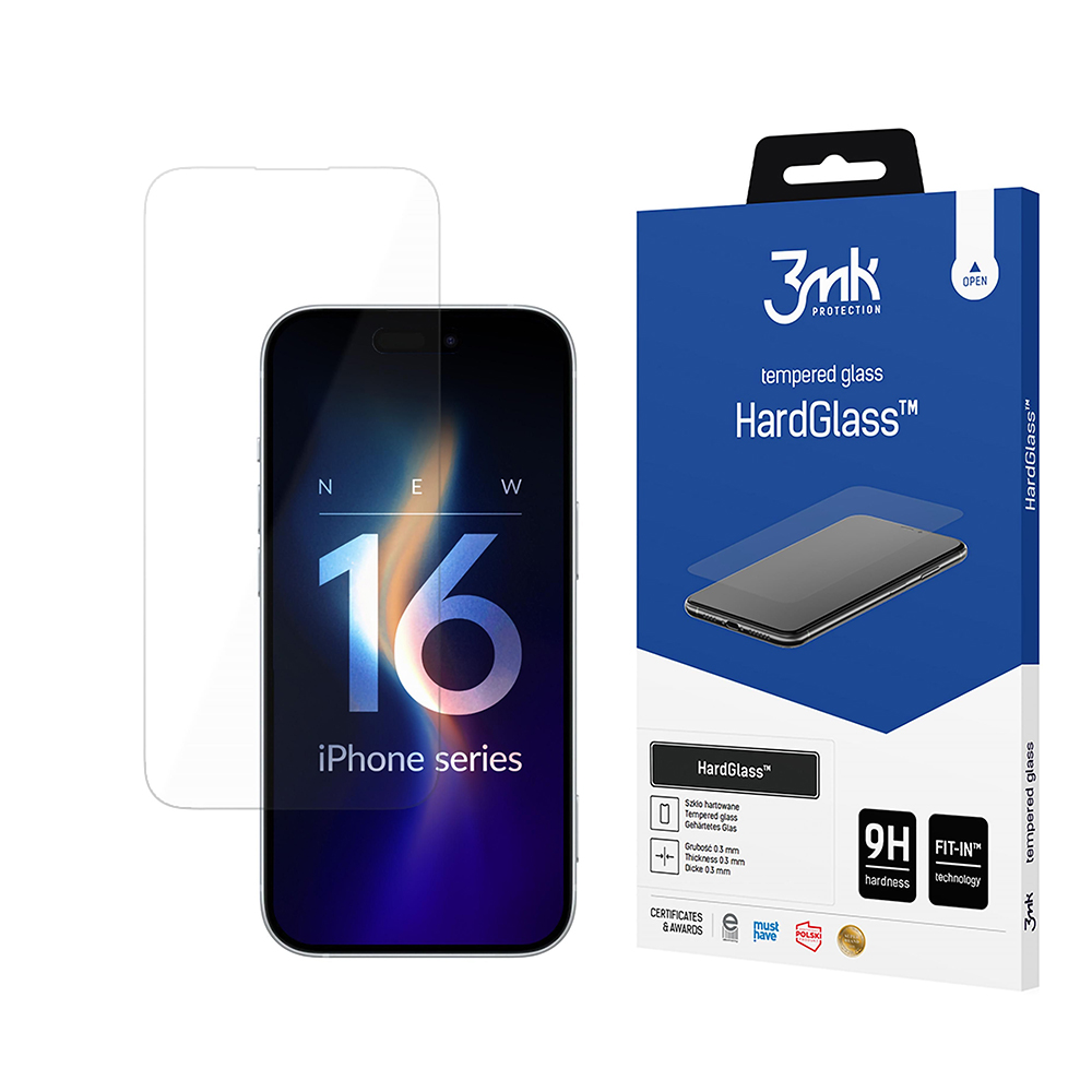 Калъф за iPhone 16 Pro - 3mk HardGlass Tempered Screen Protector - Прозрачен
