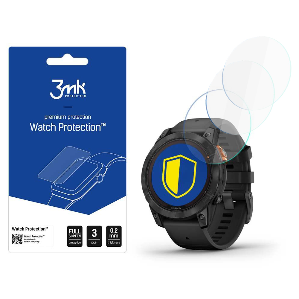 Фолио за Garmin Fenix 7 Pro Solar (комплект 3) - 3mk FlexibleGlass - Прозрачно