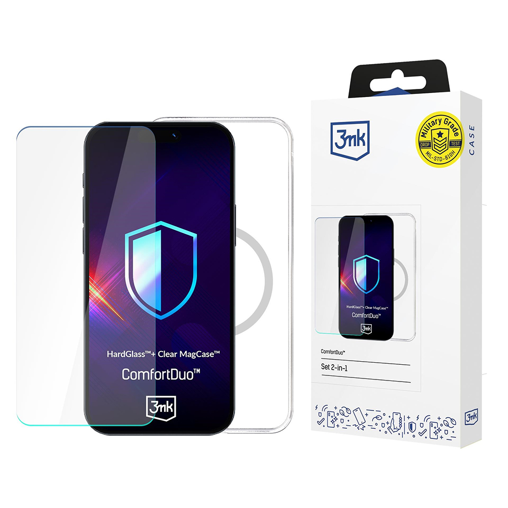 Калъф за iPhone 16 Pro - 3mk ComfortDuo Glass + MagCase - Прозрачен
