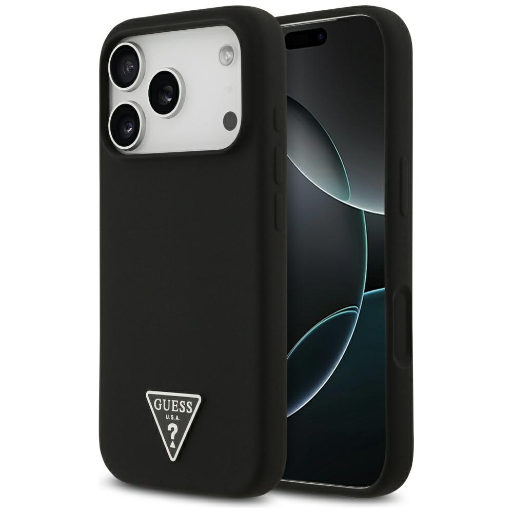 Калъф за iPhone 17 Pro - Guess Silicone Triangle Logo MagSafe (GUHMP17LSCTRLMK) - Черен