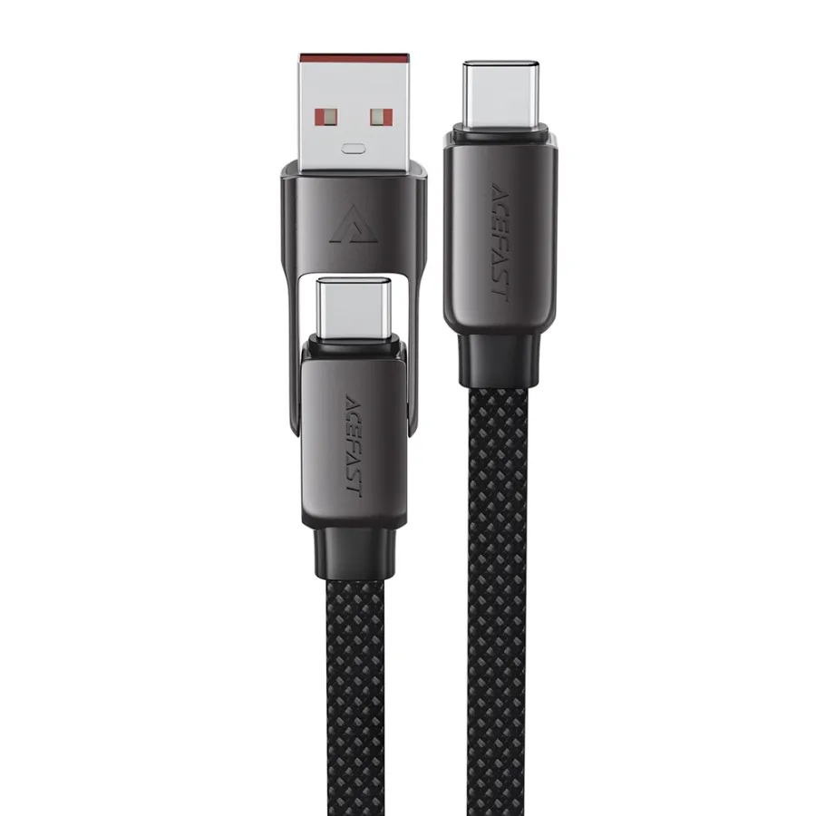 Кабел за зареждане Type-C към USB, Type-C, 60W, 3A, Бързо зареждане, 0,2 м - Acefast (C13-05) - Черен