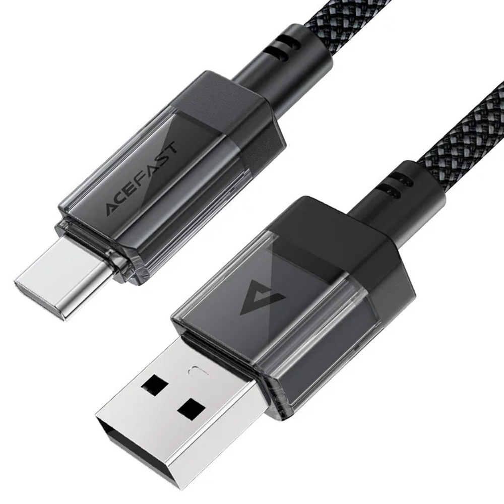 Кабел за данни USB към Type-C, 3A, бързо зареждане, 1,2 м - Acefast (C12-04) - Черен