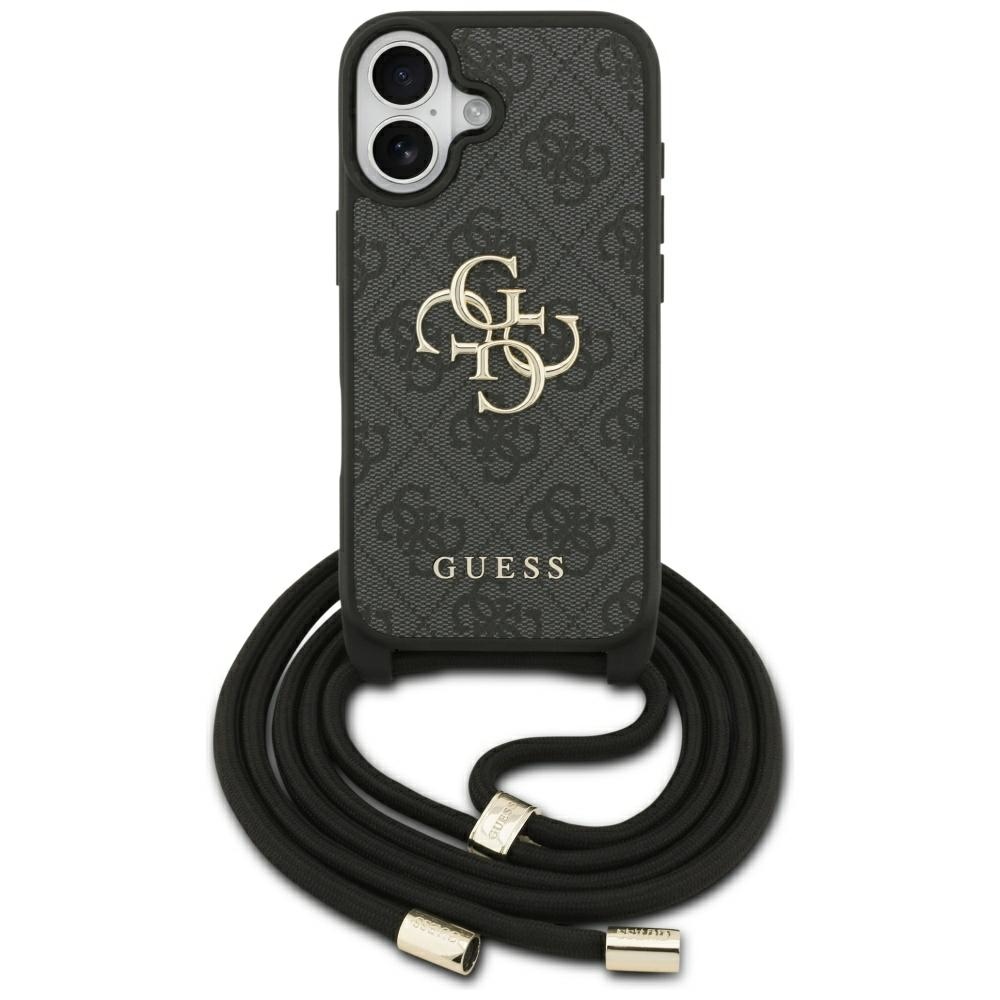 Калъф за iPhone 17 - Guess Hardcase 4G CBDY Big Logo with Cord Strap (GUHCP17SP4GMGCRK) - Черен