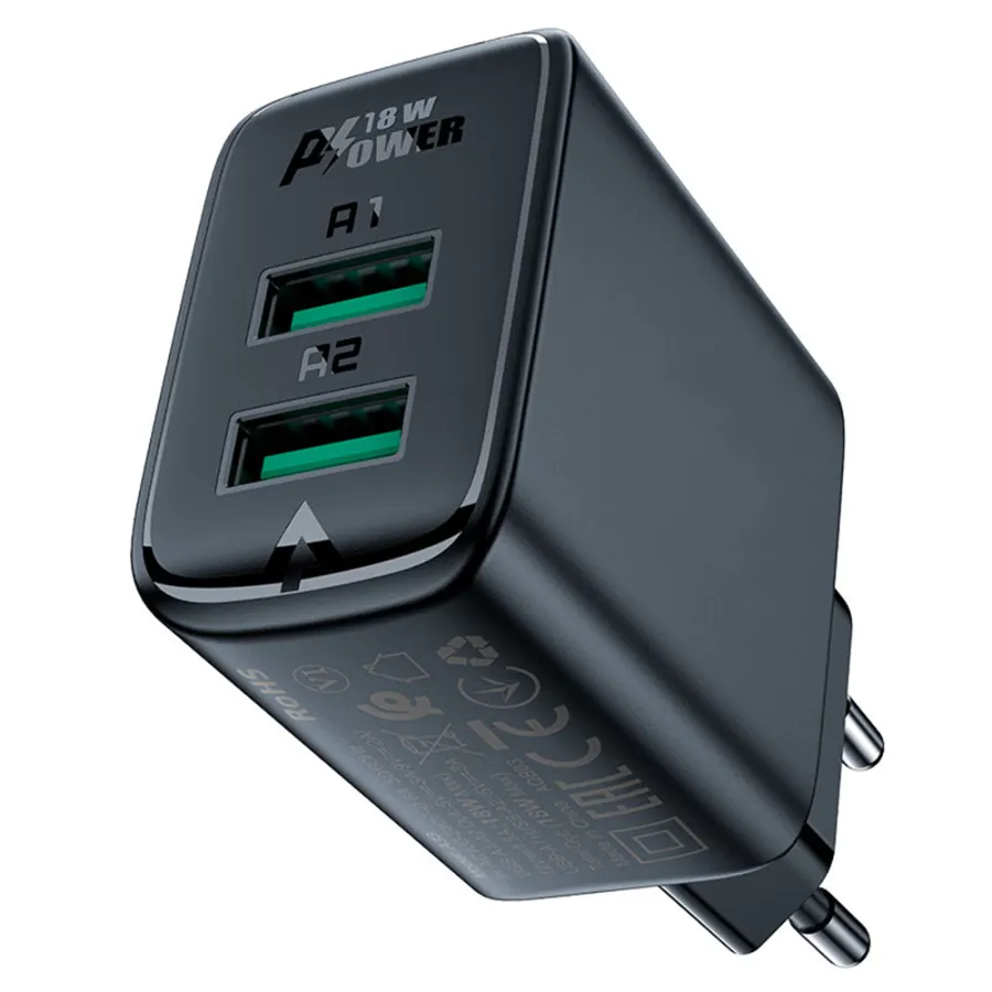 18W бързо зареждане USB зарядно - Acefast (A33) - черно