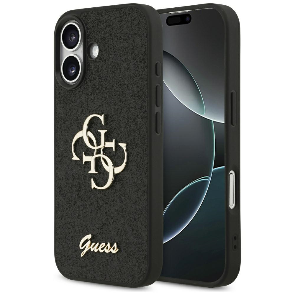 Калъф за iPhone 17 - Guess Fixed Glitter Big 4G (GUHCP17SHG4SGGK) - Черен