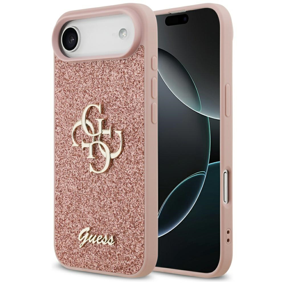 Калъф за iPhone 17 Air - Guess Fixed Glitter Big 4G (GUHCP17MHG4SGP) - Розов