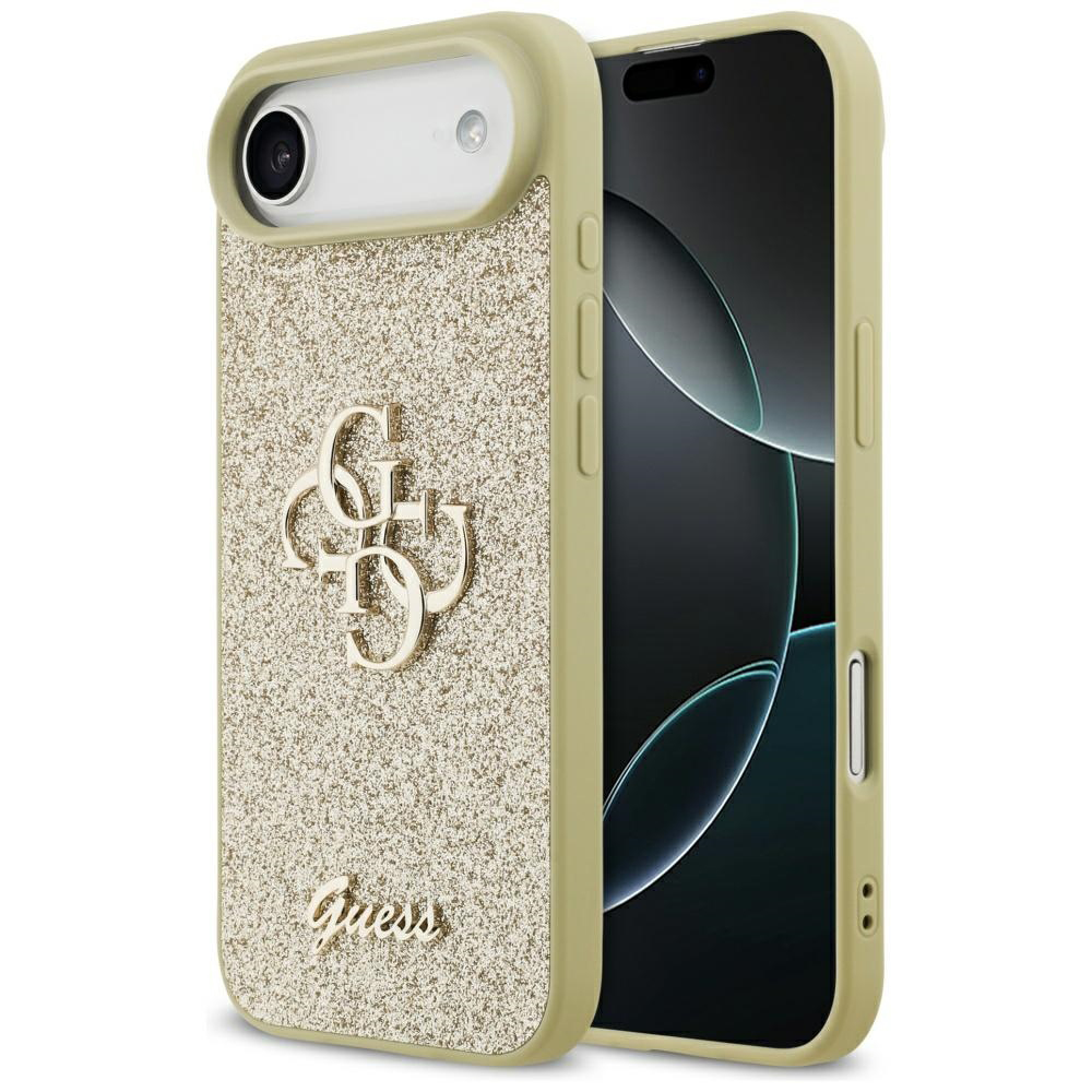 Калъф за iPhone 17 Air - Guess Fixed Glitter Big 4G (GUHCP17MHG4SGGD) - златен
