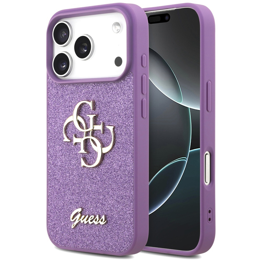 Калъф за iPhone 17 Pro - Guess Fixed Glitter Big 4G (GUHCP17LHGG4SGL) - Лилав