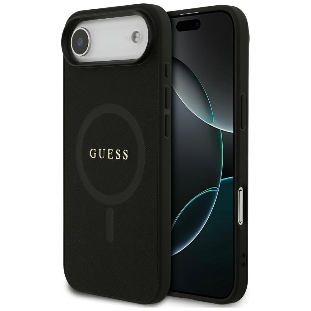 Калъф за iPhone 17 Air - Guess Saffiano Classic Logo MagSafe (GUHMP17MPSAHMCK) - Черен