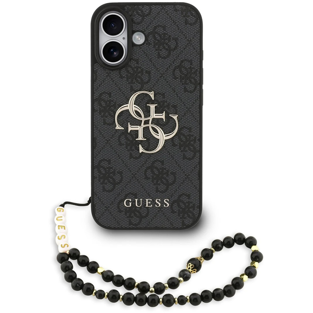 Калъф за iPhone 17 - Guess Hardcase 4G Classic Classic Logo with Strap (GUHCP17SP4GMGSK) - Черен